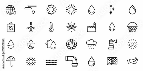 Collection of  Dynamic weather icons bundle for modern design projects and environmental themes