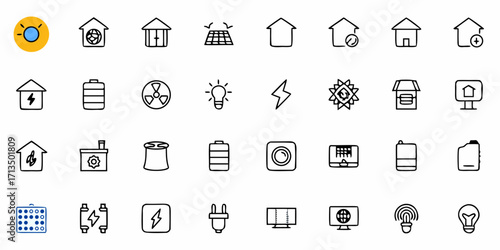 Collection of  Modern energy icons collection for smart home technology and sustainable power solutions