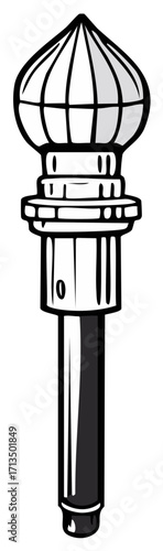 Stylized illustration of a ceremonial mace or staff with a finial atop a shaft