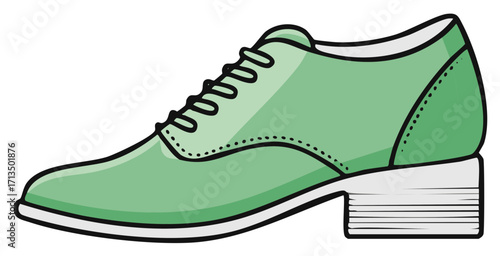 Stylized Illustration of a Lace Up Women's Dress Shoe in Green