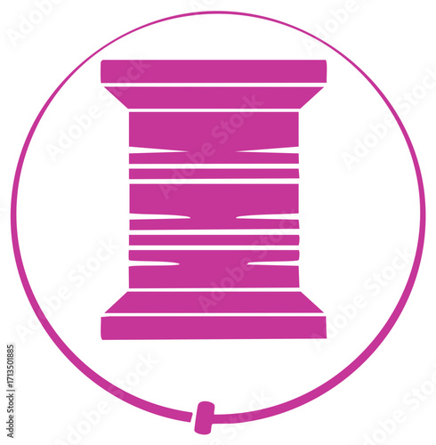Vibrant Magenta Thread Spool Icon for Sewing Crafts Knitting and Textile Design