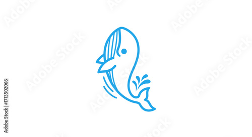 Wallpaper Mural Stylized Blue Whale Logo with Water Splash and Simple Lines. Torontodigital.ca