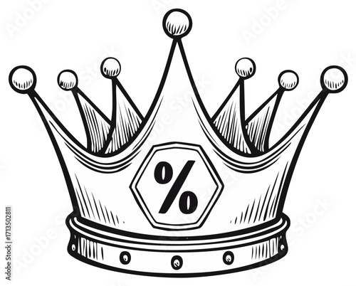 Illustration of a Crown with Percentage Symbol for Discount Offers