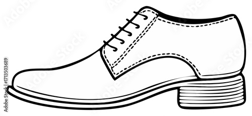 Line drawing of a classic black leather oxford shoe for men