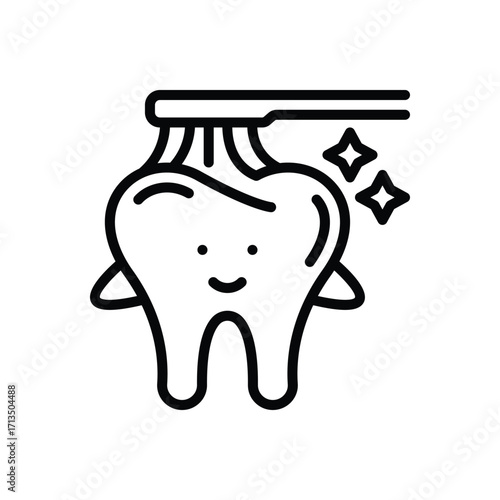 Black line icon for kids dental care