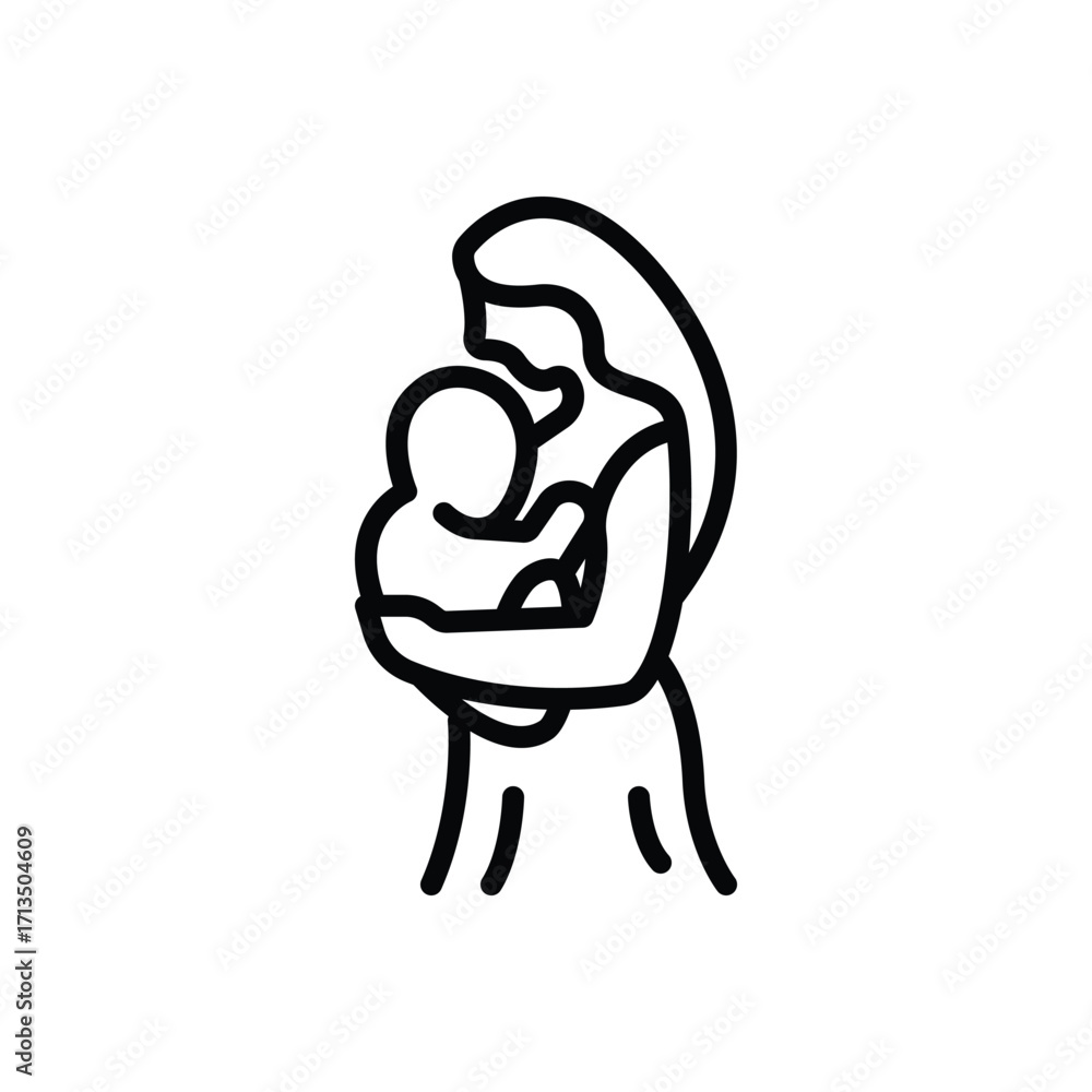 Obraz premium Black line icon for newborn care
