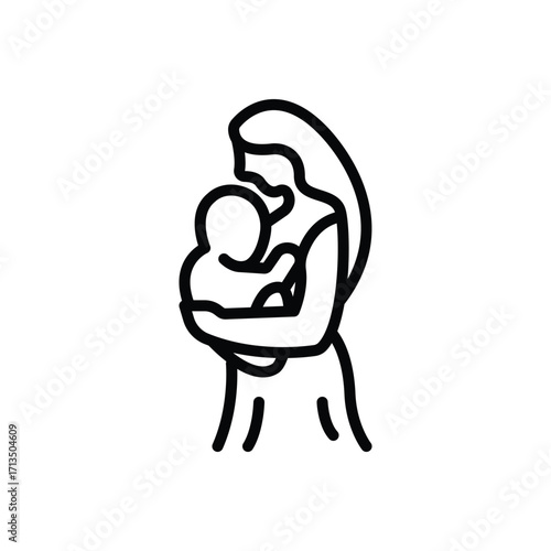 Black line icon for newborn care