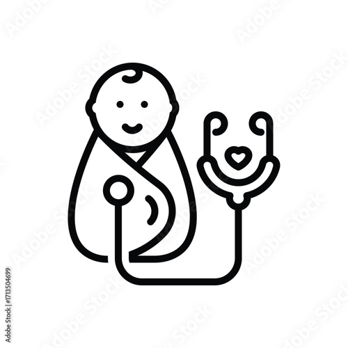 Black line icon for paediatrics