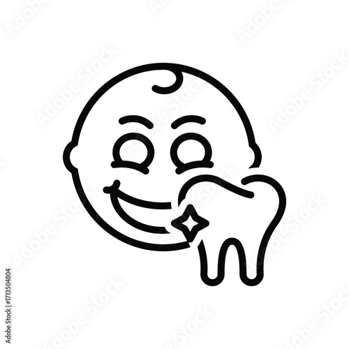 Black line icon for pediatric dentistry