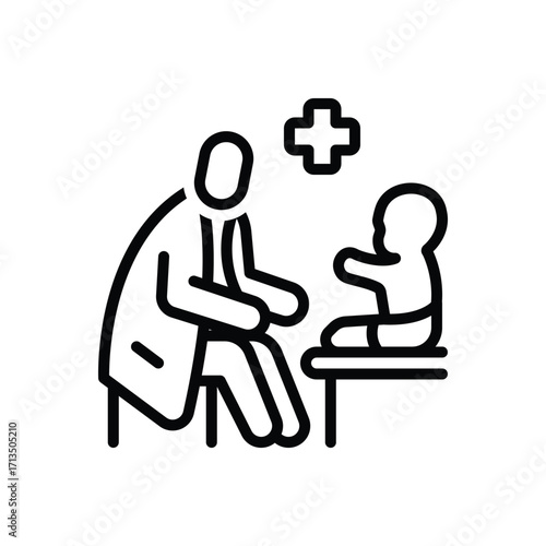 Black line icon for baby checkup