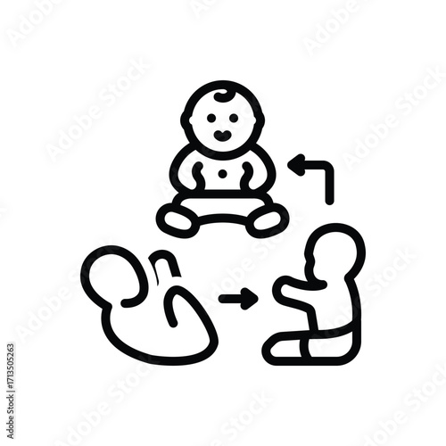 Black line icon for child development