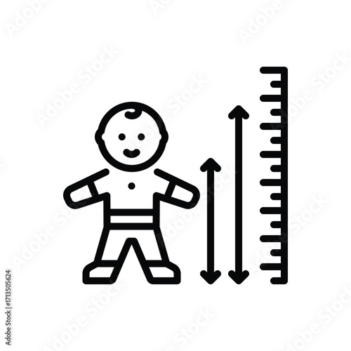 Black line icon for growth chart