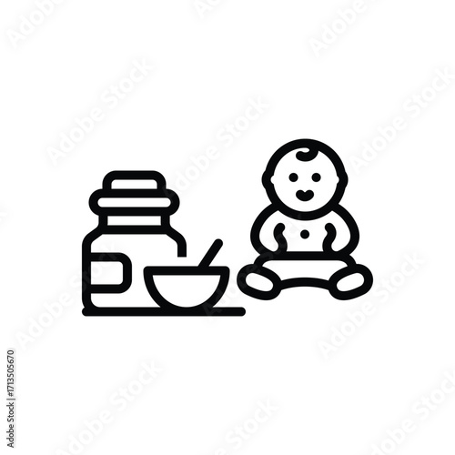 Black line icon for infant nutrition