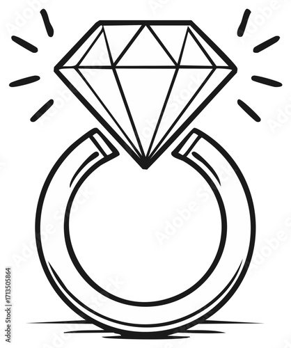 Diamond ring illustration engagement concept symbol love and proposal
