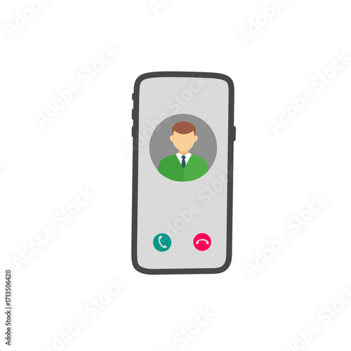 smartphone screen with an incoming call showing a contact avatar, symbolizing communication, phone call, connection, and mobile technology.