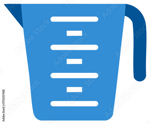 Blue measuring cup kitchen utensil icon for recipes cooking and baking