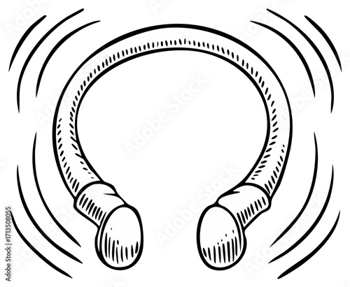 Abstract horseshoe shape with radiating lines