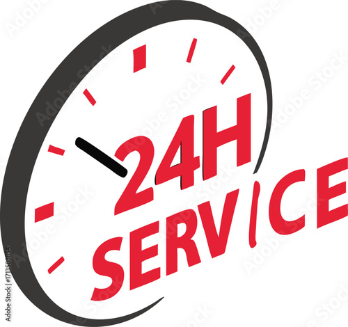 24 hour service clock icon symbol for constant availability and round the clock operations vector