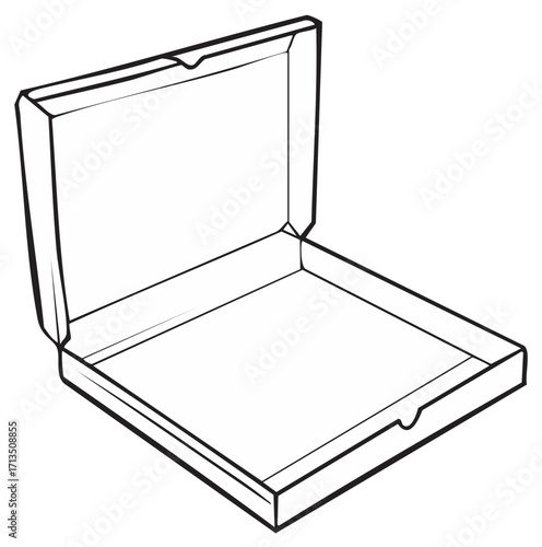 Open Cardboard Box Outline Blank Package Isolated for Presentation and Storage Packaging