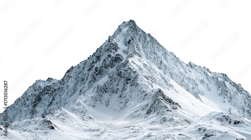 Obraz premium Snow covered mountain peak isolated on transparent background