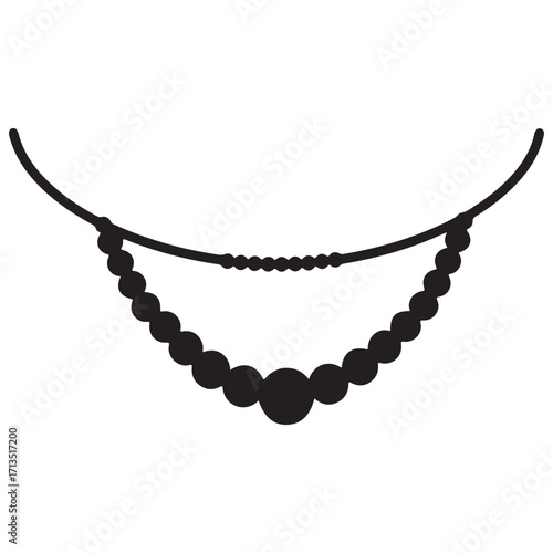Elegant Bead Necklace Silhouette on White Background Minimalist Jewelry Design and Fashion Accessory Concept for Creative Projects