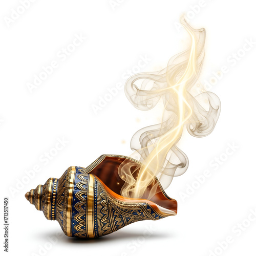 Shankha Ornate Shell – Golden Smoke – Blue Detail