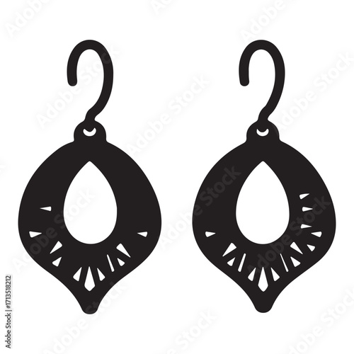 Elegant Black Earrings with Geometric Cutout Design Fashionable Jewelry Accessory for Women Stylish and Modern Minimalist Aesthetic