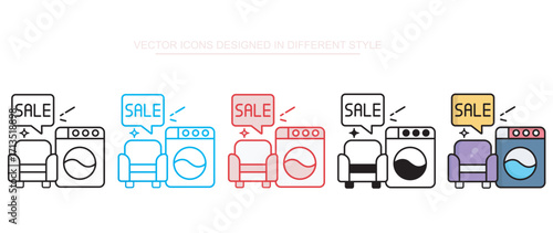 Home Appliances Sale icon design with white background stock illustration