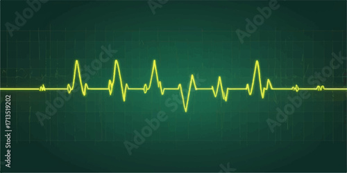 Green heartbeat line on a monitor representing EKG pulse and heart rate for medical health and life illustration