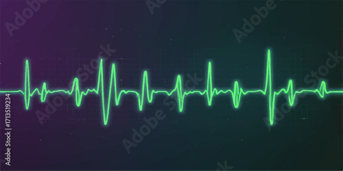 Green ECG heartbeat line on a medical monitor graph showing life's pulse rate