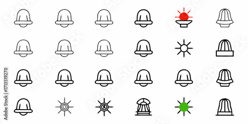 Assorted outline icons featuring bells, sunbursts, and a citrus juicer arranged in a grid pattern
