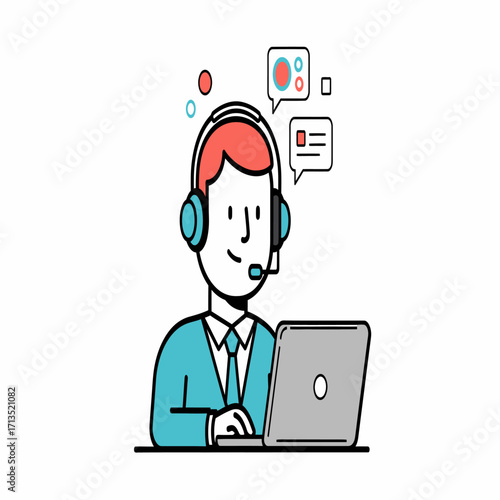 Customer Service Representative at Work A Graphic Depiction of Support and Communication