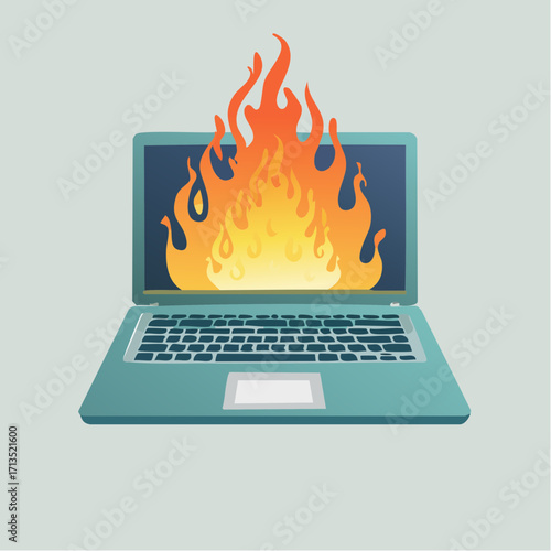 Laptop Overheating Illustration A Digital Inferno on Your Screen