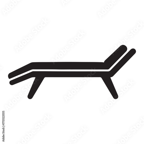 Minimalist Black and White Lounge Chair Illustration for Relaxation and Summer Vacations on White Background