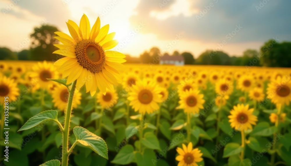 Fototapeta premium Golden sunflowers bask in sunlight, vibrant field , sun, bright