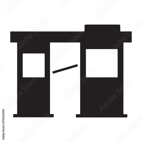 Silhouette of a Barrier Gate Control Security System for Access Control Automatic Entry System and Checkpoint Icon with Open Gate