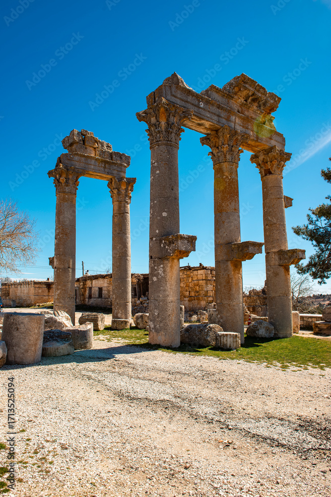 Fototapeta premium Uzuncaburc (Diokaesareia) is an ancient city ruin in Mersin province. The city of Diocaesarea was a temple center and part of the Olba Temple State during the Seleucid Empire . Silifke, Mersin