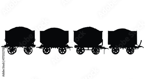 Vintage caravan train silhouette simple historical transportation past journey wagon collection vector