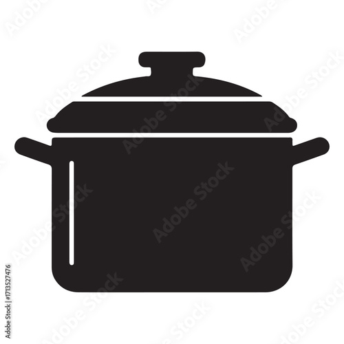 Stock Pot Illustration for Culinary Arts and Kitchenware Design Simple Black and White Cooking Vessel Graphic