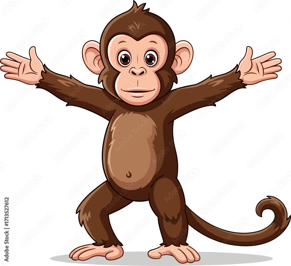 Obraz premium a chimpanzees joyful embrace open arms, open heart, isolated on transparent background