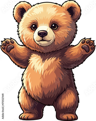 a heartwarming hug from a friendly bear cub, isolated on transparent background