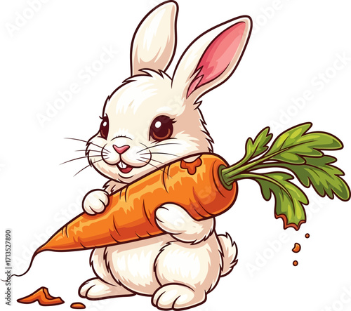 adorable bunnys carrot crunch a delightful springtime treat, isolated on transparent background