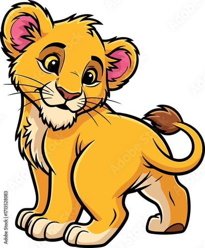adorable lion cub a majestic cartoon prince, isolated on transparent background