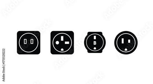Electrical outlet symbols set international power socket icons different plug types representation vector
