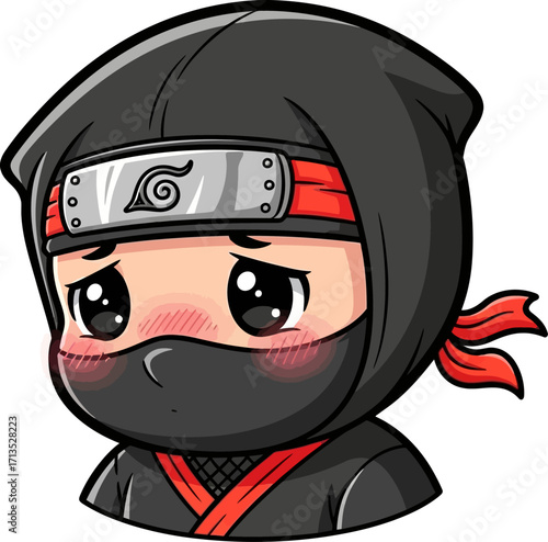 adorable ninjas secret yearning a heartfelt anime avatar, isolated on transparent background