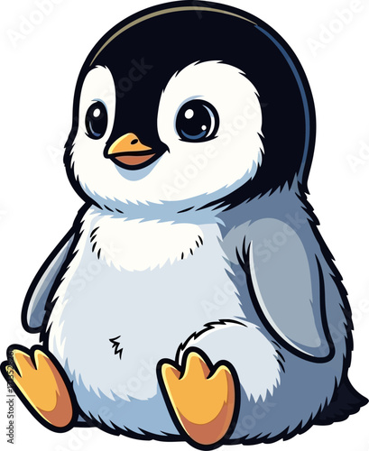adorable penguin chick a fluffy bundle of antarctic joy, isolated on transparent background