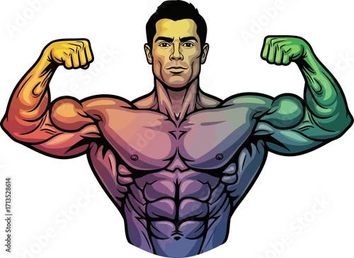 bodybuilders pride a symphony of strength and color, isolated on transparent background