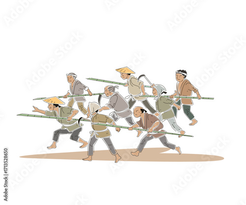 暴動を起こす農民たち