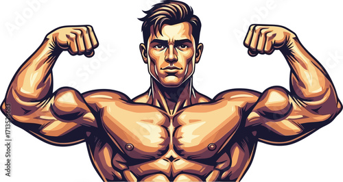 bodybuilders strength a powerful pose of sculpted muscles, isolated on transparent background