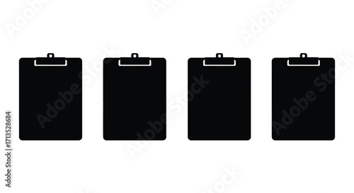 Four black clipboards isolated on for office and school supplies vector